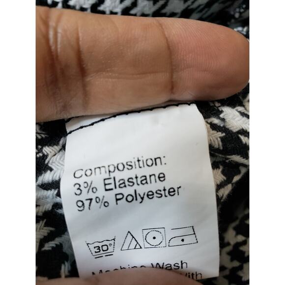 SHEIN Blazer Jacket Women Small Black White Houndstooth Double Breasted 4 Button - Picture 7 of 13